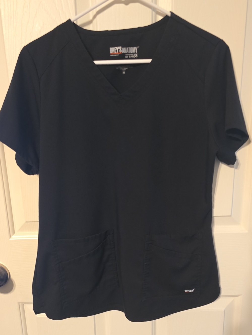 Grey's Anatomy Black V-Neck Short Sleeve Scrub Top with Front Pockets